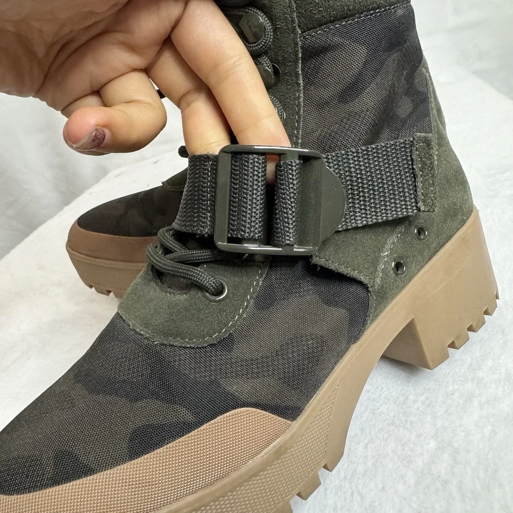 Steve Madden Nayra Women Ankle Boots Camo Green Lace Up NARY01S1 Size 8M - Picture 4 of 14